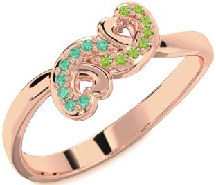 Emerald Rose Gold Infinity Heart Ring