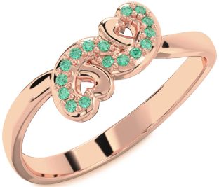 Emerald Rose Gold Infinity Heart Ring