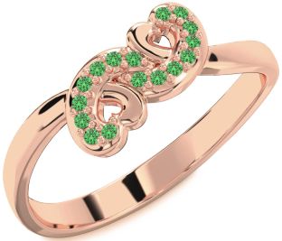 Emerald Rose Gold Infinity Heart Ring
