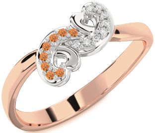 Emerald Platinum & Rose Gold Infinity Heart Ring