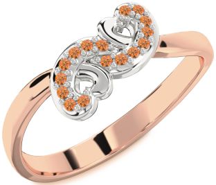 Emerald Platinum & Rose Gold Infinity Heart Ring