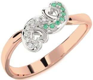 Emerald Platinum & Rose Gold Infinity Heart Ring