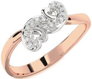 Diamond White Rose Gold Infinity Heart Round Ring