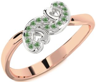 Emerald Platinum & Rose Gold Infinity Heart Ring