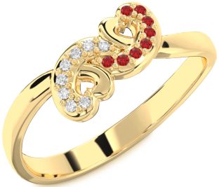 Emerald Gold Infinity Heart Ring