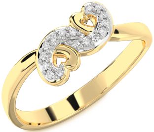 Diamond Gold Infinity Heart Round Ring