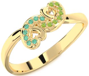 Emerald Gold Infinity Heart Ring
