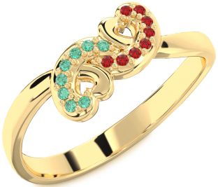 Emerald Gold Infinity Heart Ring