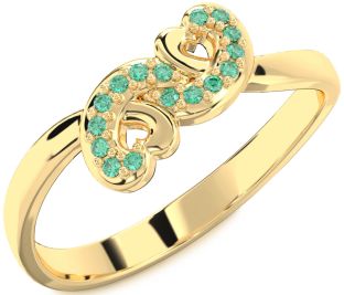 Emerald Gold Infinity Heart Ring