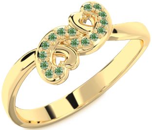 Emerald Gold Infinity Heart Ring
