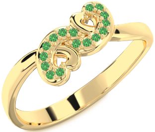 Emerald Gold Infinity Heart Ring
