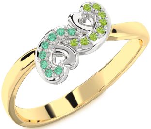 Emerald Platinum & Yellow Gold Infinity Heart Ring