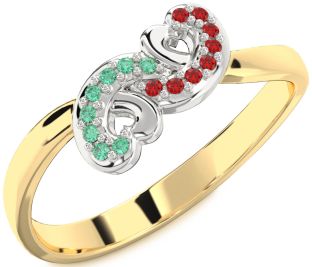 Emerald Platinum & Yellow Gold Infinity Heart Ring