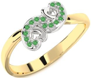Emerald Platinum & Yellow Gold Infinity Heart Ring