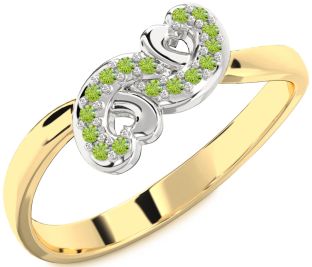 Emerald Platinum & Yellow Gold Infinity Heart Ring