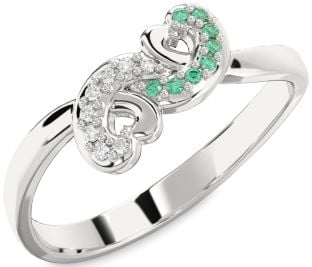 Emerald Platinum Infinity Heart Ring