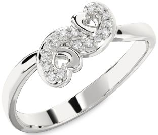 Diamond Platinum Infinity Heart Round Ring