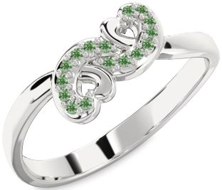 Emerald Platinum Infinity Heart Ring