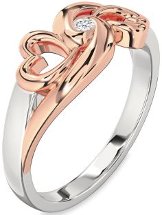 Diamond Silver & 10K Rose Gold Infinity Heart Promise Ring