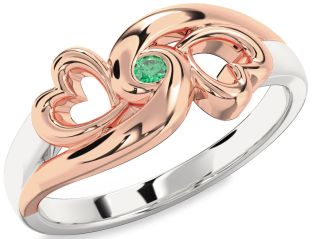 Emerald White Rose Gold Infinity Heart Promise Ring