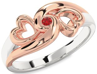Ruby White Rose Gold Infinity Heart Promise Ring