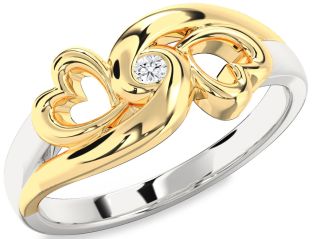 Diamond Silver & 10K gold Infinity Heart Promise Ring