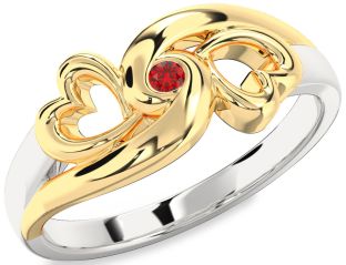 Ruby Silver & 10K gold Infinity Heart Promise Ring