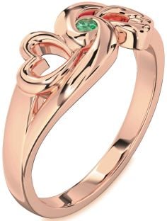 Emerald Rose Gold Infinity Heart Promise Ring