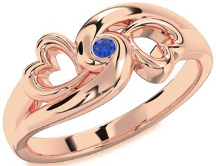 Blue Sapphire Rose Gold Infinity Heart Promise Ring