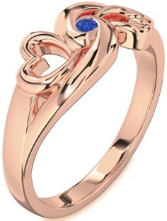 Blue Sapphire Rose Gold Infinity Heart Promise Ring