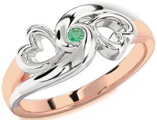 Emerald White Rose Gold Infinity Heart Promise Ring