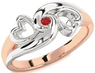 Ruby White Rose Gold Infinity Heart Promise Ring