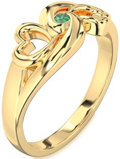 Emerald Gold Infinity Heart Promise Ring