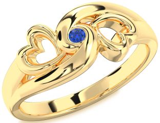 Blue Sapphire Gold Infinity Heart Promise Ring