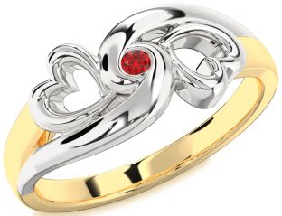 Ruby Gold Silver Infinity Heart Promise Ring