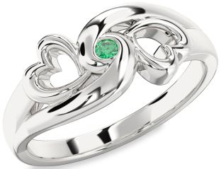 Emerald Platinum Infinity Heart Promise Ring