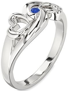 Blue Sapphire Platinum Infinity Heart Promise Ring