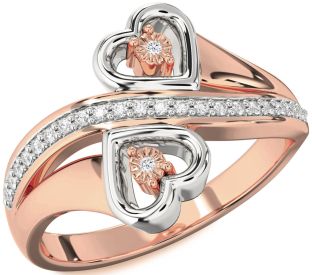 Diamond White Rose Gold Heart Round Ring