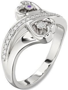 Diamond Platinum Heart Two Stone Promise Ring