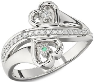 Diamond Platinum Heart Two Stone Promise Ring
