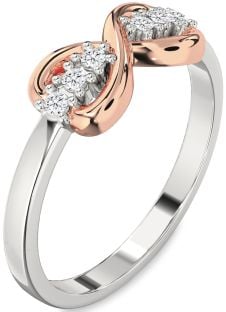Diamond Silver & 10K Rose Gold Infinity Round Ring