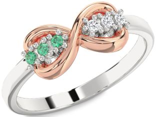 Rose Gold Silver Infinity Round Promise Ring