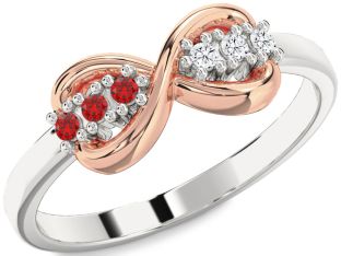 Rose Gold Silver Infinity Round Promise Ring