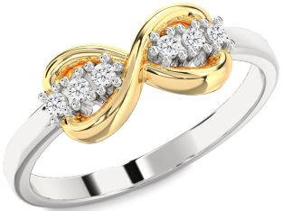 Diamond White Yellow Gold Infinity Round Ring