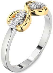 Diamond Silver & 10K gold Infinity Round Ring