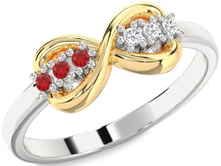 Silver & 10K gold Infinity Round Promise Ring