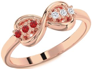 Rose Gold Silver Infinity Round Promise Ring