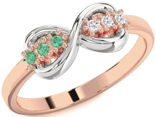 Rose Gold Silver Infinity Round Promise Ring