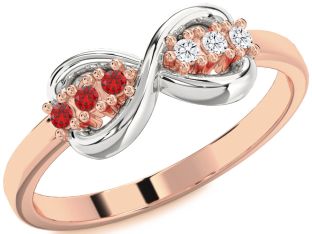 Rose Gold Silver Infinity Round Promise Ring