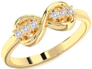 Salt & Pepper Diamond Gold Infinity Round Ring